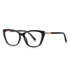 Gold Accent Cat Eye Blue Light Blocking Glasses in Glossy Black