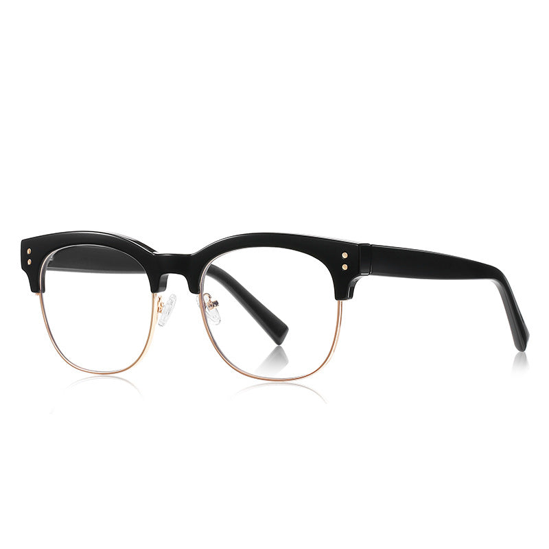 Retro Clubmaster Blue Light Blocking Glasses in Glossy Black & Gold