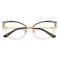 Cutout Metal Cat Eye Blue Light Blocking Glasses in Black and Gold