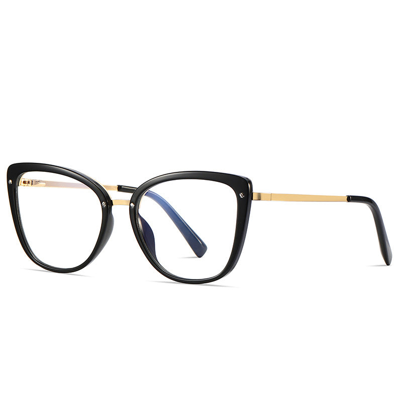 Gradient Metal Bridge Cat Eye Blue Light Blocking Glasses in Gradient Teal Blue to Clear