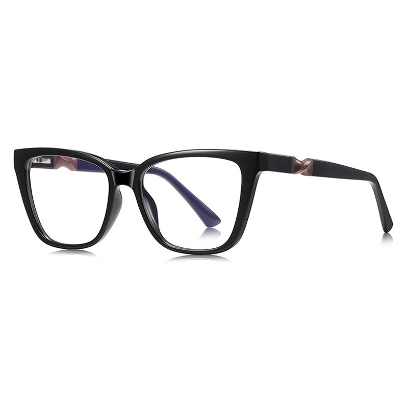 LENSVA Twisted Knot Cat Eye Blue Light Glasses in Classic Black