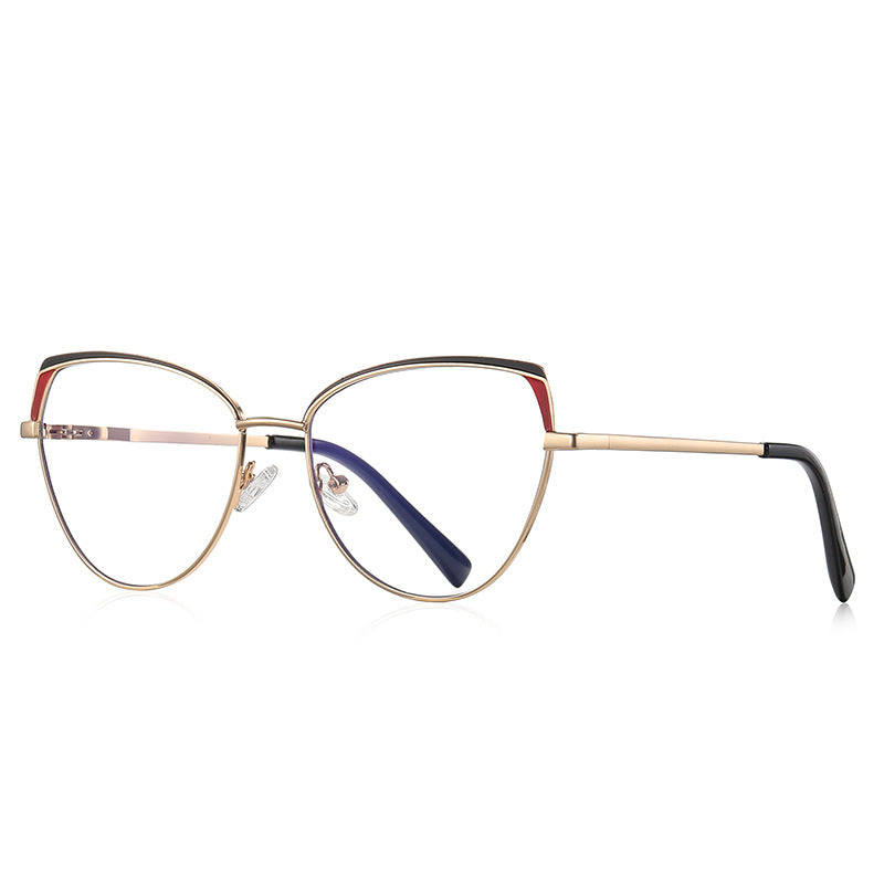 Wingtip Brow Butterfly Blue Light Blocking Glasses in Black & Crimson Red