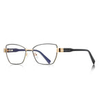 Pyramid Stud Butterfly Blue Light Blocking Glasses in Gold & Black Enamel