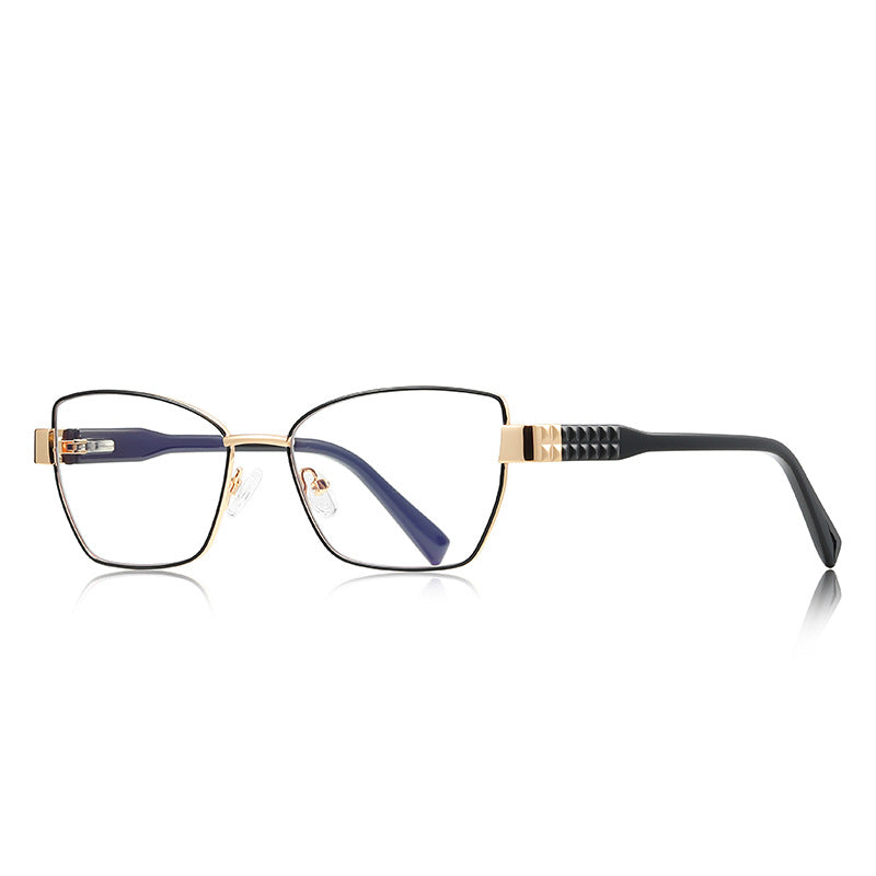 Pyramid Stud Butterfly Blue Light Blocking Glasses in Gold & Black Enamel