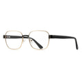 Dual Rivet Metal Square Blue Light Blocking Glasses in Gold & Black