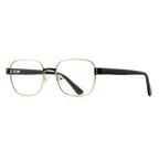 Dual Rivet Metal Square Blue Light Blocking Glasses in Gold & Black