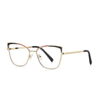Pinstripe Brow Butterfly Blue Light Blocking Glasses in Gold with Black & Red Brow
