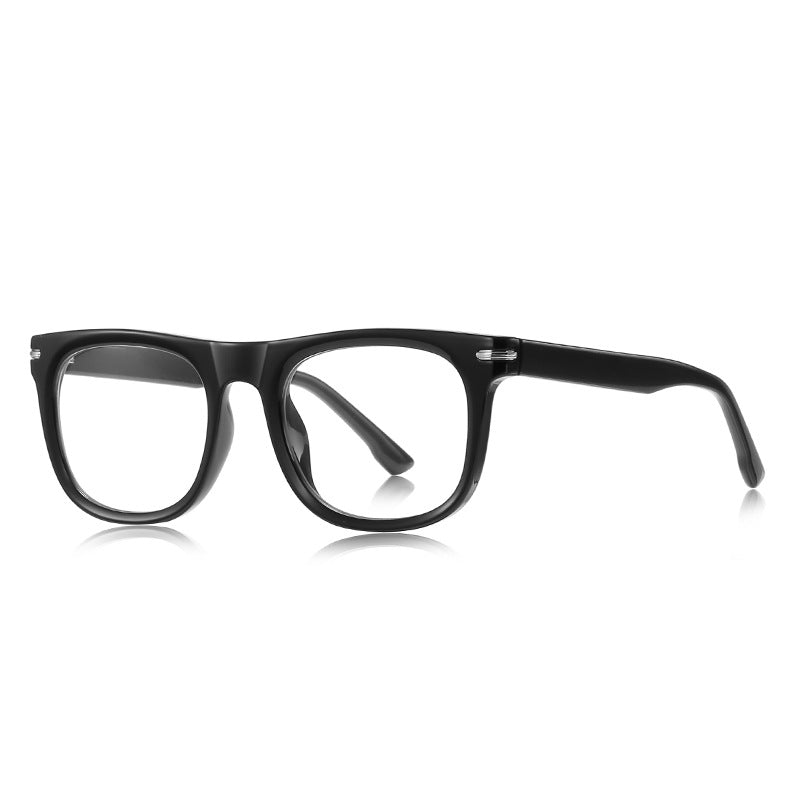 Dual Bar Rivet Rectangle Blue Light Blocking Glasses in Glossy Black