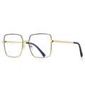 Slim Metal Square Blue Light Blocking Glasses in Gold with Black Enamel Rim
