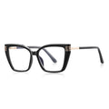 Greek Key Square Blue Light Blocking Glasses in Glossy Black & Gold