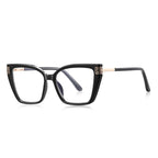 Greek Key Square Blue Light Blocking Glasses in Glossy Black & Gold