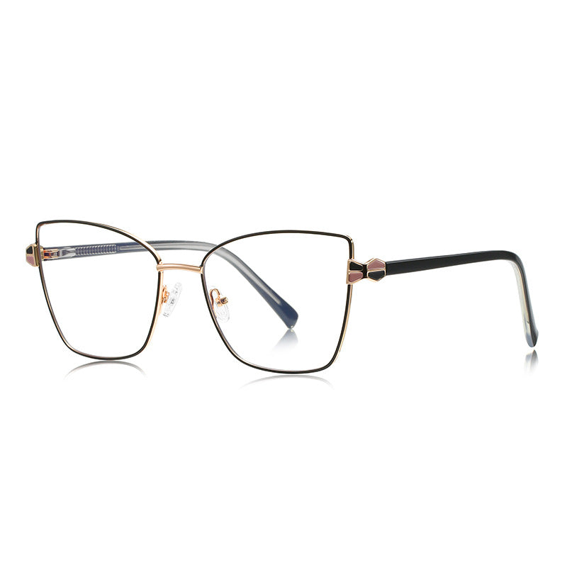 Bowtie Hinge Cat Eye Blue Light Blocking Glasses in Black and Gold