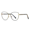 Chevron Temple Butterfly Spring Hinge Blue Light Blocking Glasses in Black with Gold Bridge