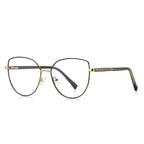Chevron Temple Butterfly Spring Hinge Blue Light Blocking Glasses in Black with Gold Bridge