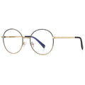 Enamel Rim Round Metal Blue Light Blocking Glasses in Gold & Black Gradient Rim