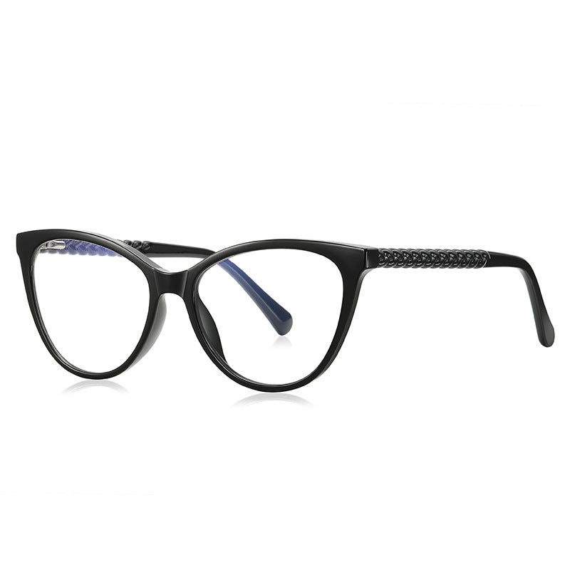 Cable Link Cat Eye Blue Light Blocking Glasses in Glossy Solid Black