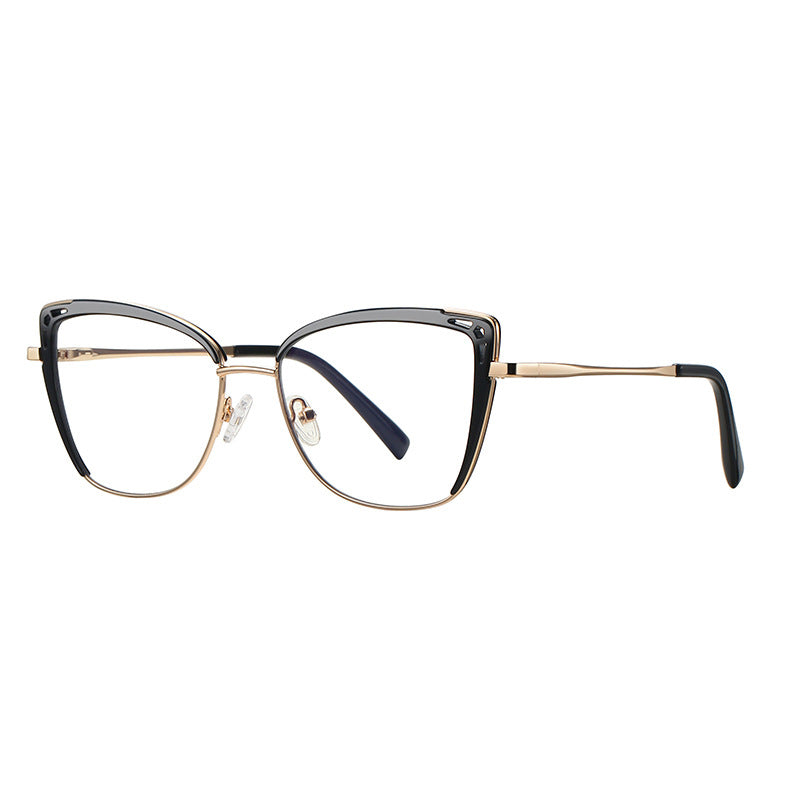 Cutout Wing Butterfly Blue Light Blocking Glasses in Glossy Solid Black & Gold