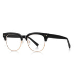 Dual Rivet Browline Blue Light Blocking Glasses in Glossy Black & Gold