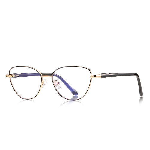 Bamboo Joint Oval Blue Light Blocking Glasses in Gold with Black Rim & Temples