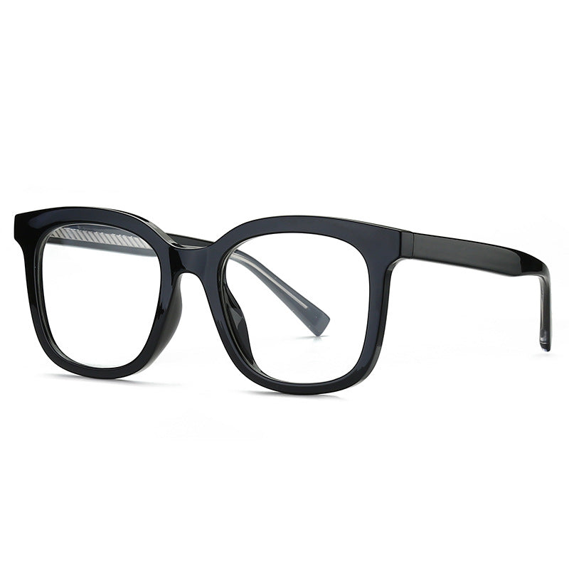 Textured Wire Core Square Blue Light Blocking Glasses in Glossy Black