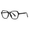 Pyramid Stud Hexagon Blue Light Blocking Glasses in Glossy Solid Black