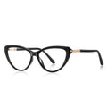 Gold Bar Temple Cat Eye Blue Light Blocking Glasses in Glossy Black & Gold