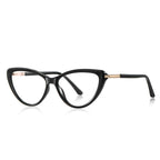 Gold Bar Temple Cat Eye Blue Light Blocking Glasses in Glossy Black & Gold
