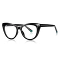 Contrast Tip Cat Eye Blue Light Blocking Glasses in Glossy Black with Teal Tips