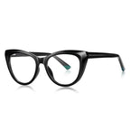 Contrast Tip Cat Eye Blue Light Blocking Glasses in Glossy Black with Teal Tips