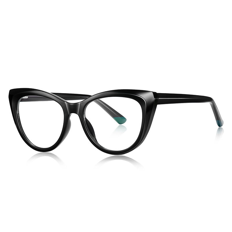 Contrast Tip Cat Eye Blue Light Blocking Glasses in Glossy Black with Teal Tips