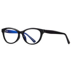 Graffiti Temple Cat Eye Blue Light Blocking Glasses in Glossy Solid Black