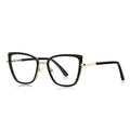 Metal Bridge Square Blue Light Blocking Glasses in Glossy Solid Black
