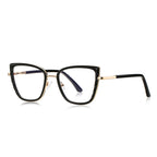 Metal Bridge Square Blue Light Blocking Glasses in Glossy Solid Black