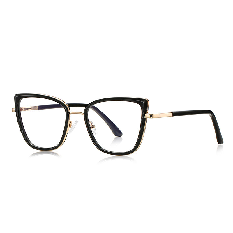 Metal Bridge Square Blue Light Blocking Glasses in Glossy Solid Black