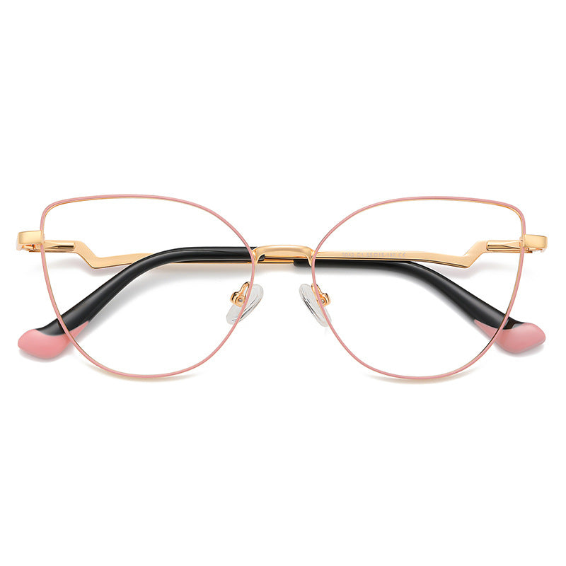 Zigzag Cat Eye Blue Light Blocking Glasses in Pastel Pink & Gold
