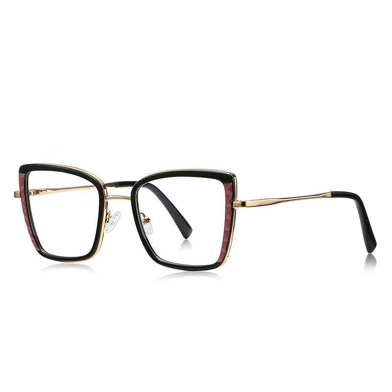 Diamond Accent Square Blue Light Blocking Glasses in Black &amp; Burgundy