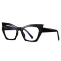 Bicolor Crystal Cat Eye Blue Light Blocking Glasses in Glossy Black
