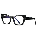 Bicolor Crystal Cat Eye Blue Light Blocking Glasses in Glossy Black