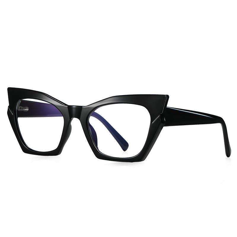 Bicolor Crystal Cat Eye Blue Light Blocking Glasses in Glossy Black
