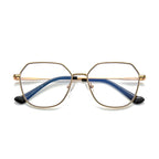 Enamel Rim Octagon Metal Blue Light Blocking Glasses in Gold & Black
