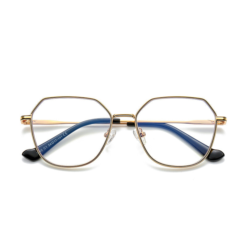 Enamel Rim Octagon Metal Blue Light Blocking Glasses in Gold & Black