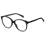 Dual Dot Rivet Round Blue Light Blocking Glasses in Glossy Black