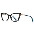 Tapered Pin Butterfly Blue Light Blocking Glasses in Black & Teal