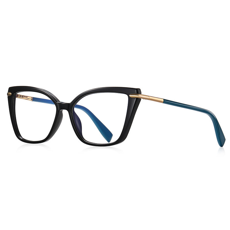 Tapered Pin Butterfly Blue Light Blocking Glasses in Black & Teal