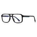 Chunky Flat Top Navigator Blue Light Blocking Glasses in Glossy Solid Black