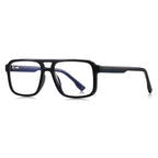 Chunky Flat Top Navigator Blue Light Blocking Glasses in Glossy Solid Black