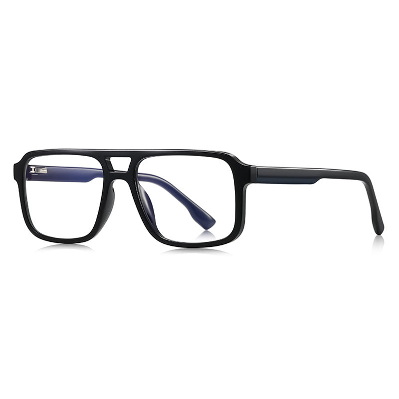 Chunky Flat Top Navigator Blue Light Blocking Glasses in Glossy Solid Black