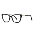Classic Cat-Eye Acetate Gold Metal Hinge Blue Light Blocking Glasses in Glossy Black