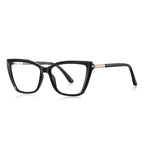 Classic Cat-Eye Acetate Gold Metal Hinge Blue Light Blocking Glasses in Glossy Black