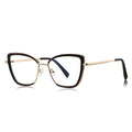 Acetate Liner Cat Eye Blue Light Blocking Glasses in Gold with Black & Red Liner
